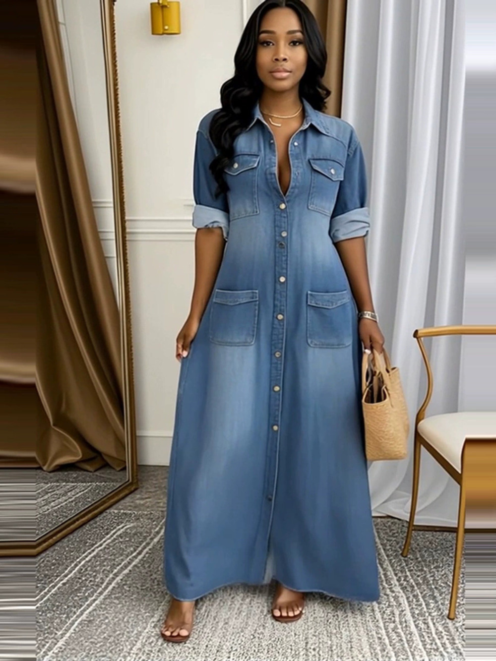 ZARA Summer Fashion Casual Loose Long Dress